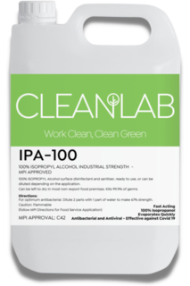 IPA-100 100% ISOPROPYL Alcohol Surface Sanitiser 5L - CleanLab