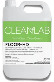 FLOOR HD Power Scrub, Low Foam Antibacterial Concentrate Designed For Cleaning Machines - Alkaline pH 5L - CleanLab